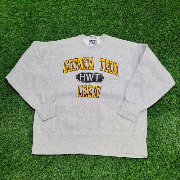 Vintage 90s Lee Georgia-Tech Crew Sweatshirt XL 25x27 Gray - Picture 1 of 15